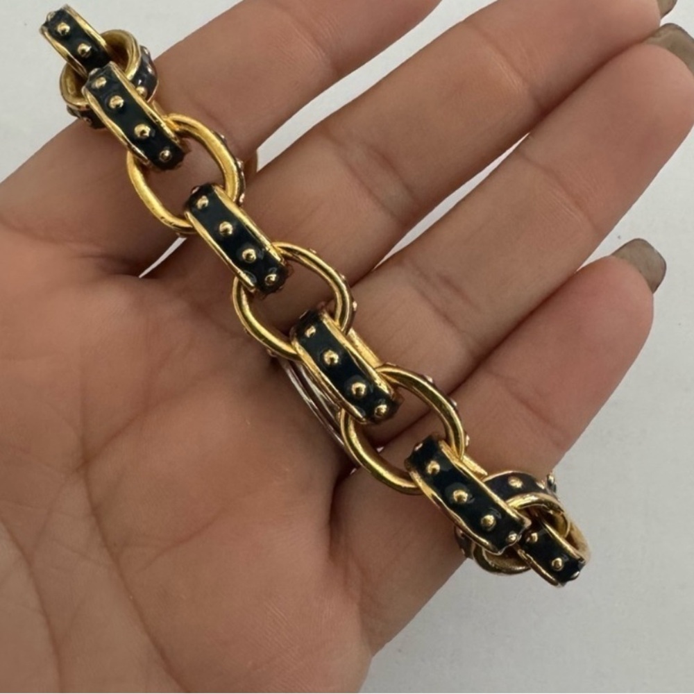 Kenneth Jay Lane Gold and Black Chain Bracelet